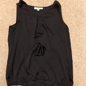 Loft black sleeveless dressy shirt with ruffle